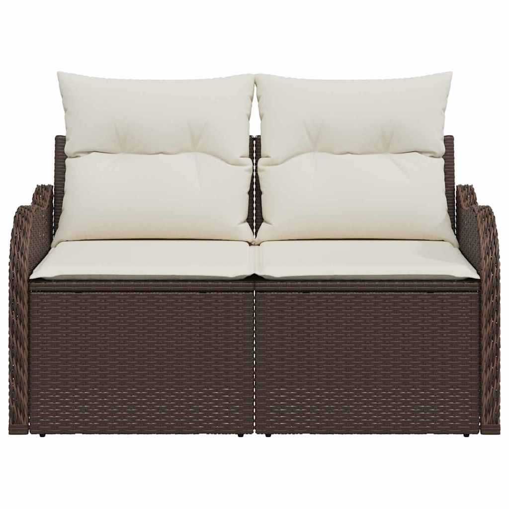 Gartensofa mit Kissen Braun 121 x 62 x 69cm Poly-Rattan